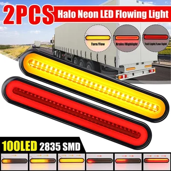 

2pcs Dynamic LED Car Truck Tail Light Taillight Rear Brake Light Turn Signal Lamp Indicator Lights 3 Modes for Trailer Lorry