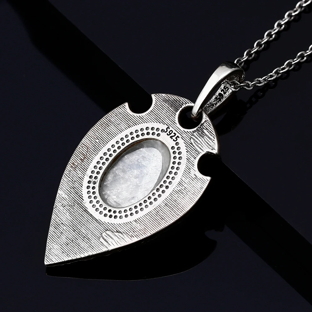 S925 Серебряное ожерелье Кулон Большой овальный 10*14 мм натуральный лунный камень ретро-богемный стиль ожерелье кулон Вечерние
