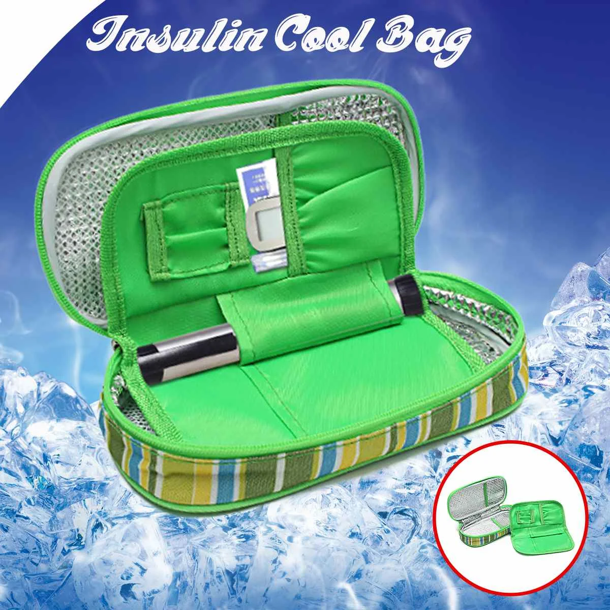 Портативный медицина диабетический инсулиновый охлаждающий мешок 2 слойный кулер сумка-холодильник Футляр пузырь со льдом сумка-холодильник Refrigera