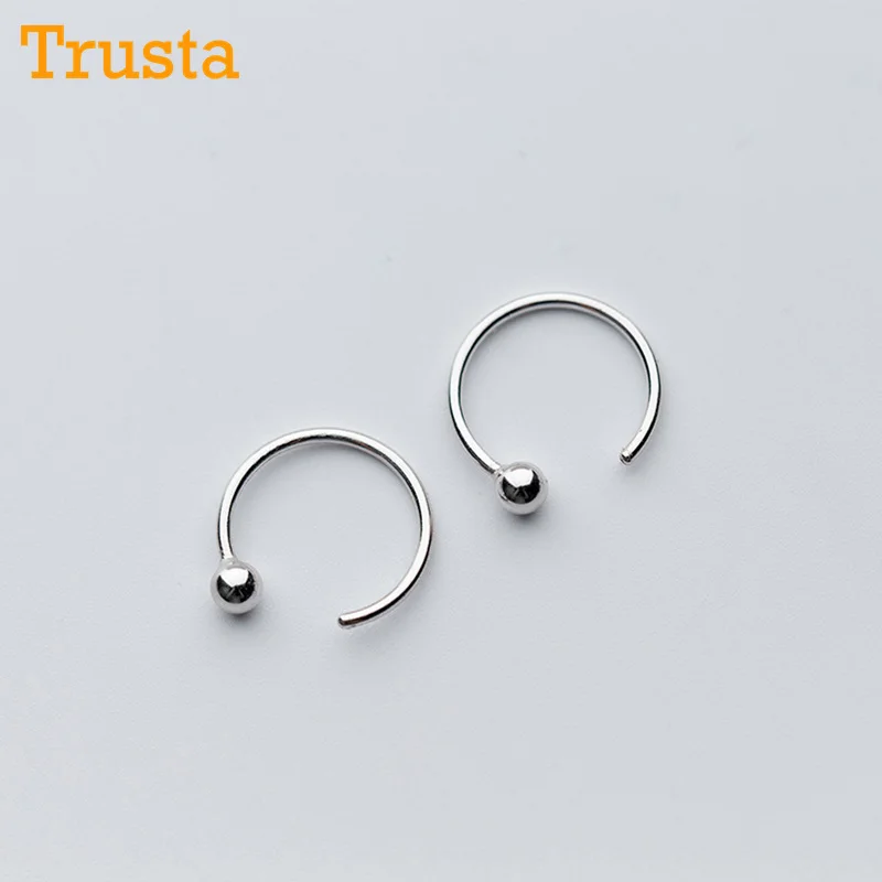 Trusta новая женская мода 925 Настоящее серебро модные крошечные милые круглые бусины серьги-гвоздики для девочек подарок для детей DS525