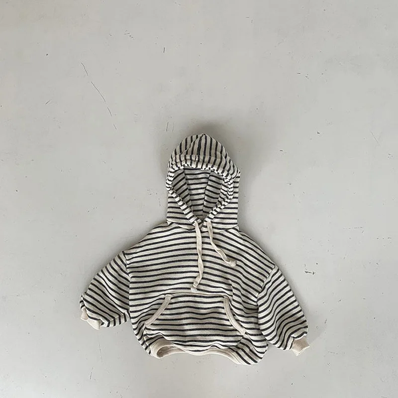 Kids sweatshirt Autumn Baby Striped Hooded Sweatshirt Long Sleeve Kids Hoodie For Boys And Girls Loose Casual Hooded Tops 9M-3T