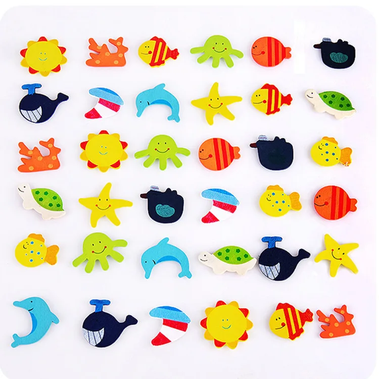12pcs/lot Magnet Fridge Stickers Wooden Refrigerator  Animal Cartoon Colorful Kids Toys for Children Baby Educational