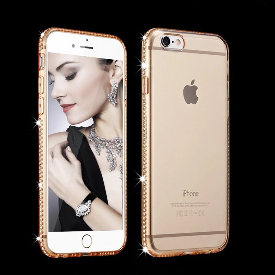 С бриллиантовым блеском чехол из термопластичного полиуретана для iphone SE 5S 6 6s 7 Plus