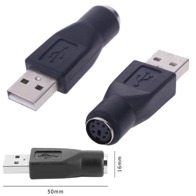 Convertidor adaptador de 2 uds PS/2 macho a USB hembra para teclado de PC, ratón