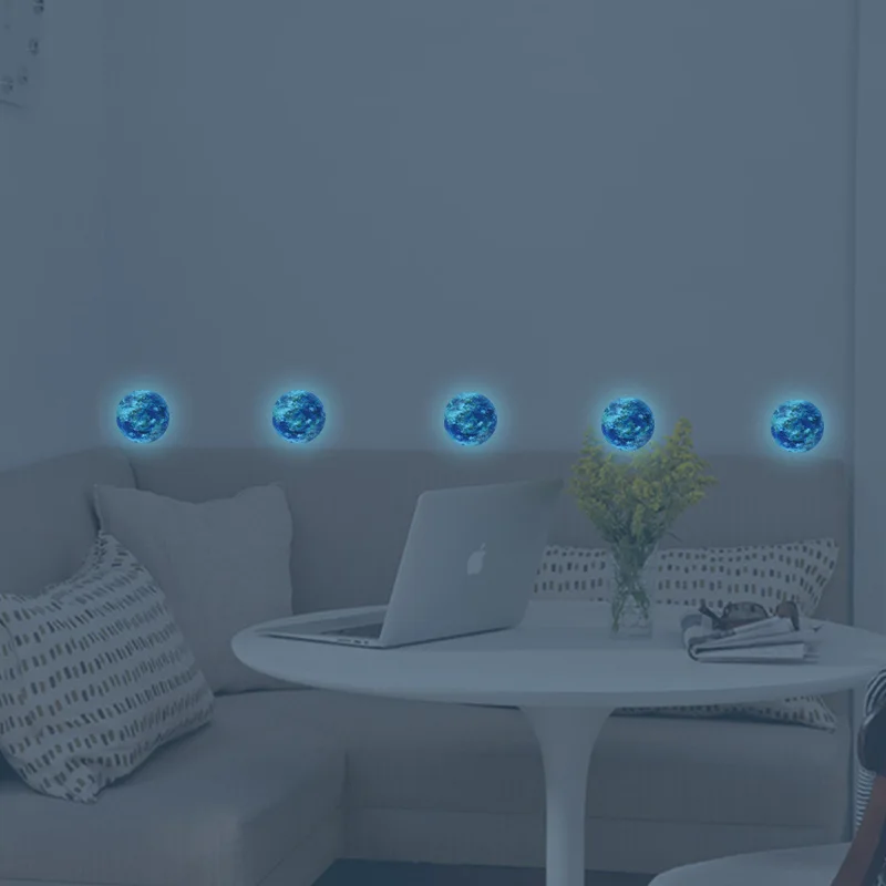 3D Earth Wall Stickers Baby Kids Room Living Room Bedroom Decoration Decals Glow In The Dark Home Decor Wallpaper Blue luminous wall stickers,wall stickers,vinyl decal stickers