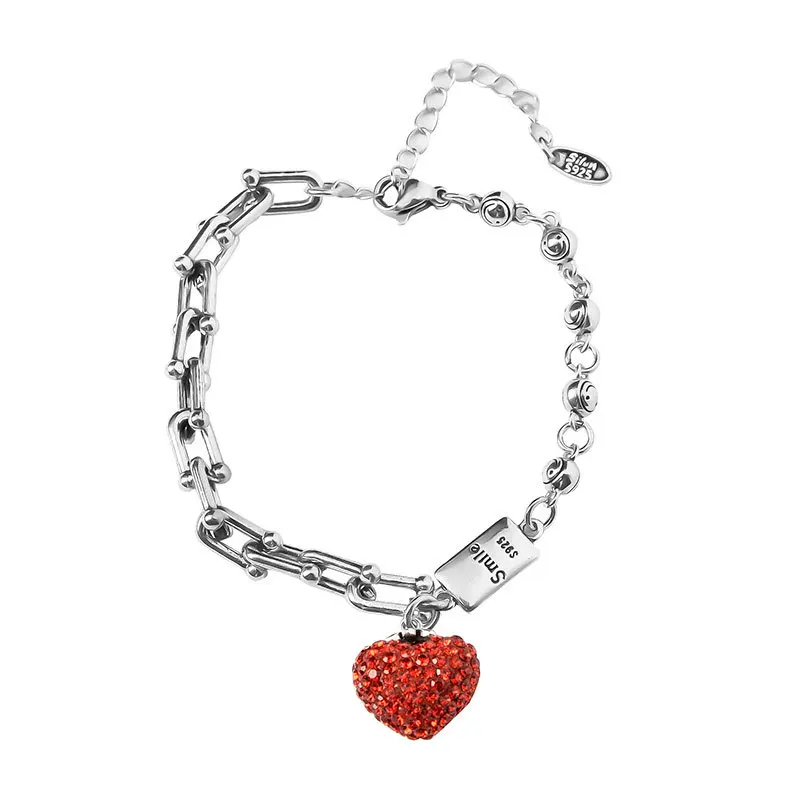 Chain Bracelets for Women Silver Thick Strawberry Zircon Party Jewelry