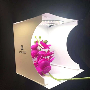 

PULUZ 20cm Ring LED light box Panel Folding Portable Light Photo Lighting Studio Shooting Tent Box Kit with 6 Colors Backdrops