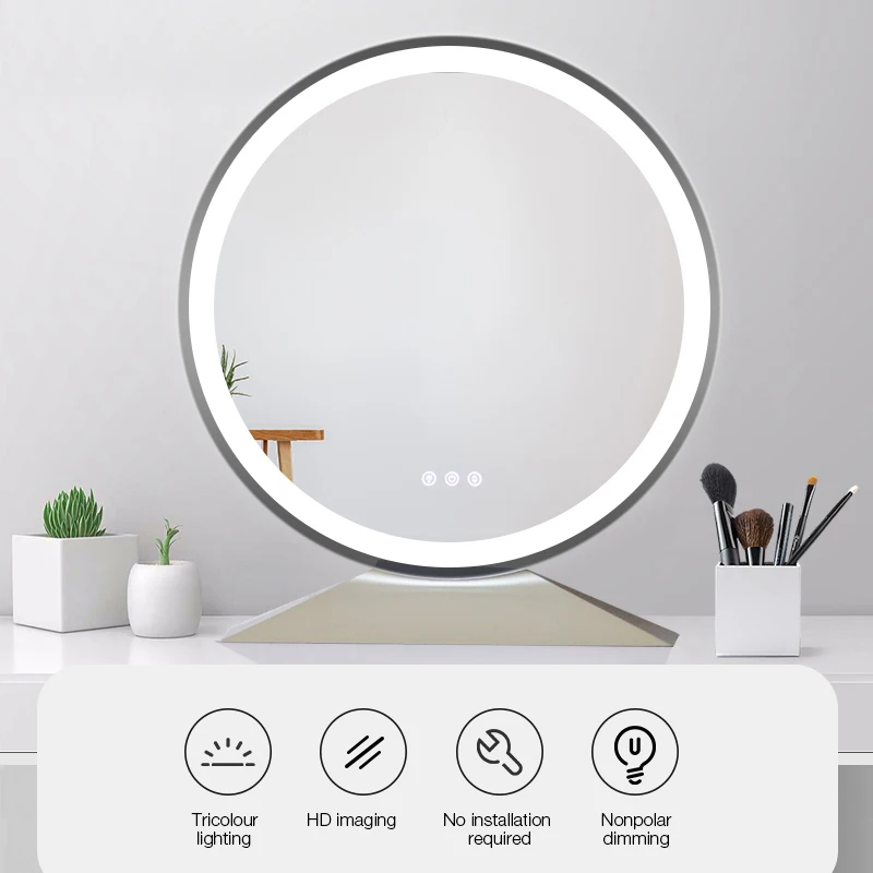 Large Illuminated Desktop Makeup Mirror Nordic Style Touch Adjust Brightness Color Temperature LED Backlit Cosmetic Mirrors led backlit tv for crh zg55g7n30301503919rev1 0 jl d550f1330 002as m v01 lb c550y19 7n uhg7nls01 x1 55gm0031u