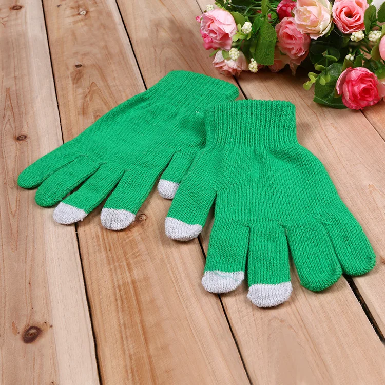 Женские и мужские зимние перчатки с сенсорным экраном, зимние теплые перчатки для пальцев, одноцветные теплые перчатки для рук, трикотажные перчатки, эластичные варежки - Цвет: 1