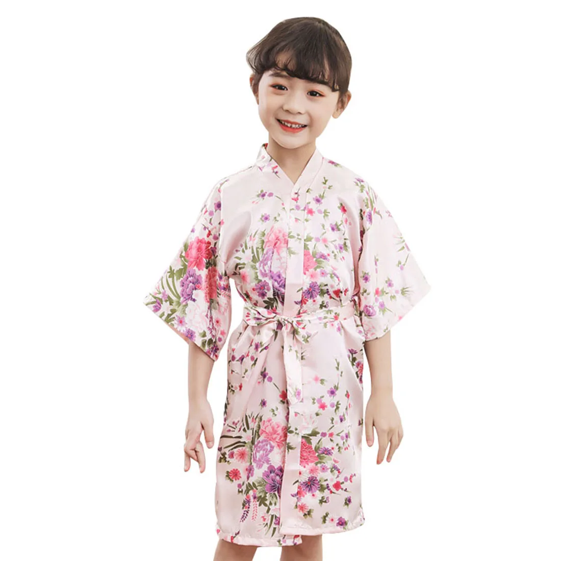 Цветочный халат для девочки todler, ночное платье, одежда для сна детский халат кимоно, Цветочный банный халат для девочки детская Ночная рубашка пижамы для девочек - Цвет: 4