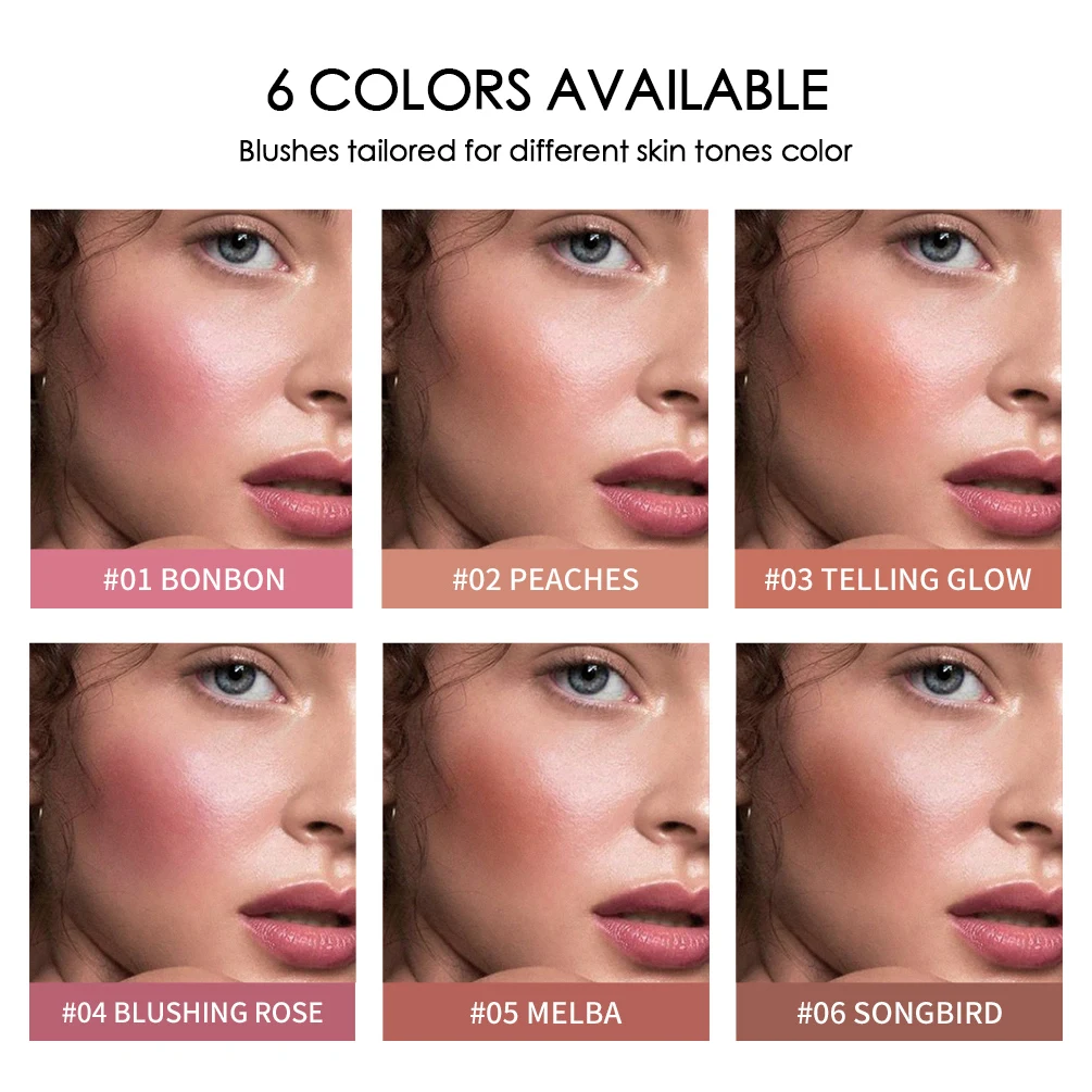 6 Color Blush Makeup Palette Red Rouge Lasting Natural Cream Cheek Contour Blusher Korean Comsmetic Cheek Tint Face Blush powder blusher blush stick blush powder blush plate facial blusher