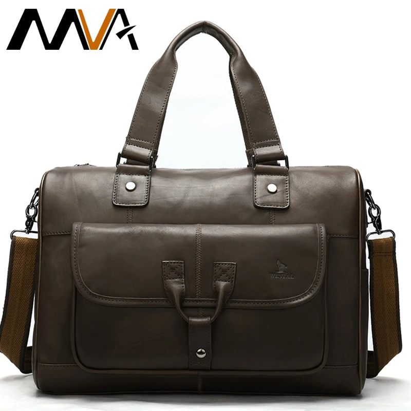 Портфель MVA мужской из натуральной кожи сумка-мессенджер для ноутбука Офисная