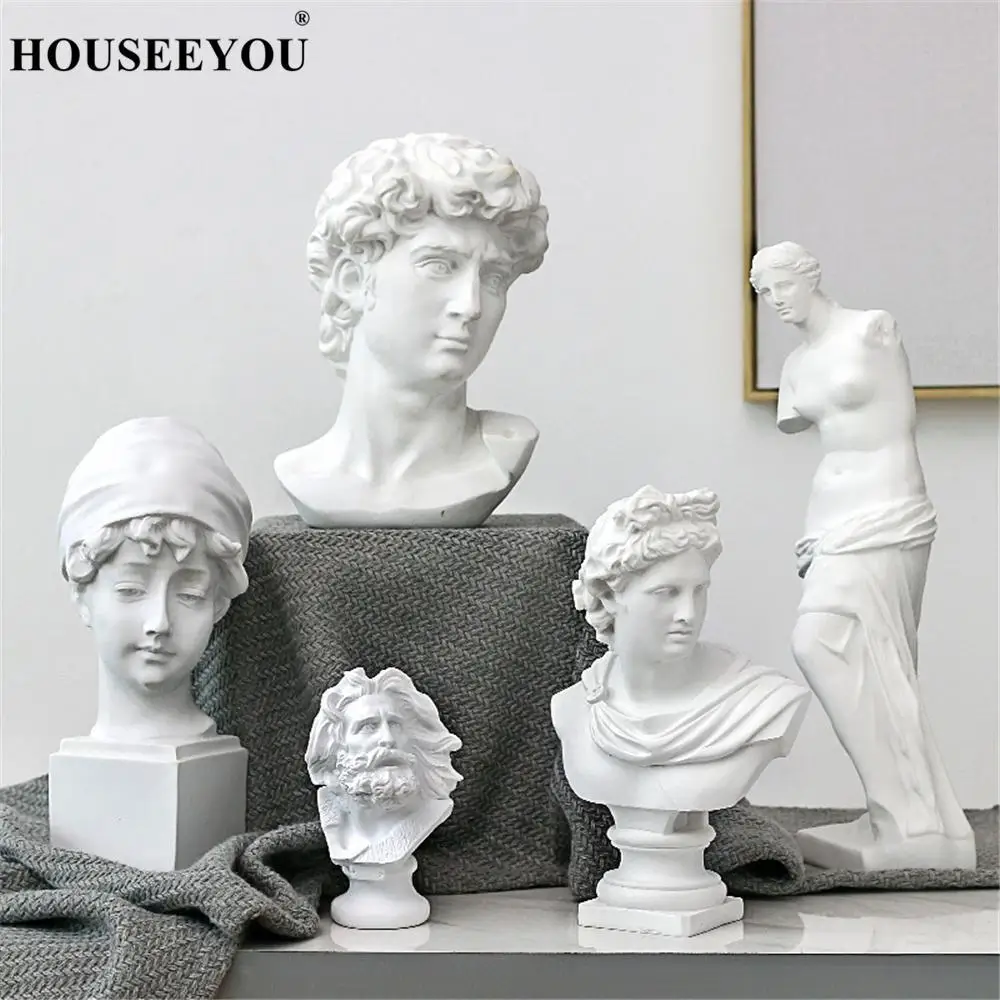 

Nordic Resin Sketch Head Statue Non-gypsum Bust Mini Classic David Figurines Miniatures Sculpture Ornaments Crafts Decorations