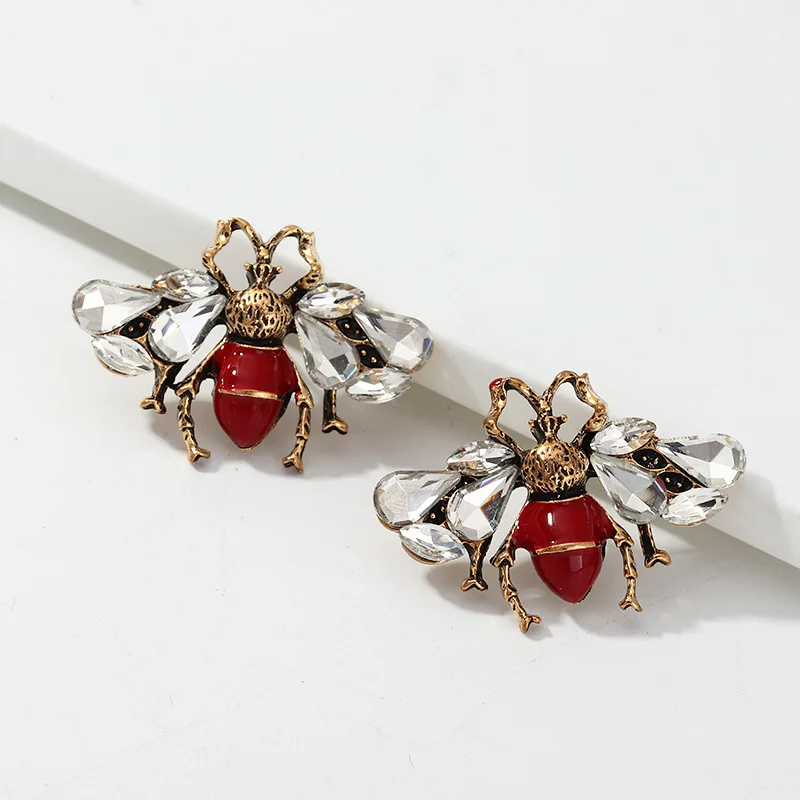 

2020 New arrival Bee crystal earrings party jewelry accessories cute Zircon statement insect stud earrings for women