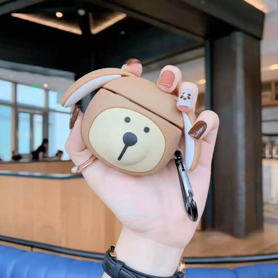 

For AirPod 2 Case 3D Long Ear Bear Cartoon Soft Silicone Wireless Earphone Cases For Apple Airpods Case Cute Cover Funda