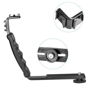 

Universal Type L Camera Flash Bracket Camera Grip L Bracket With 2 Standard Side Hot Shoe Mount Video Light Flash