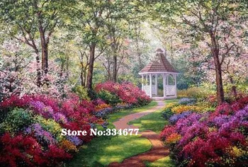 

Garden courtyard scenery-Counted Cross Stitch Kits Needlework Embroidery Crafts 14ct Unprinted DIY Arts Handmade Home Decor