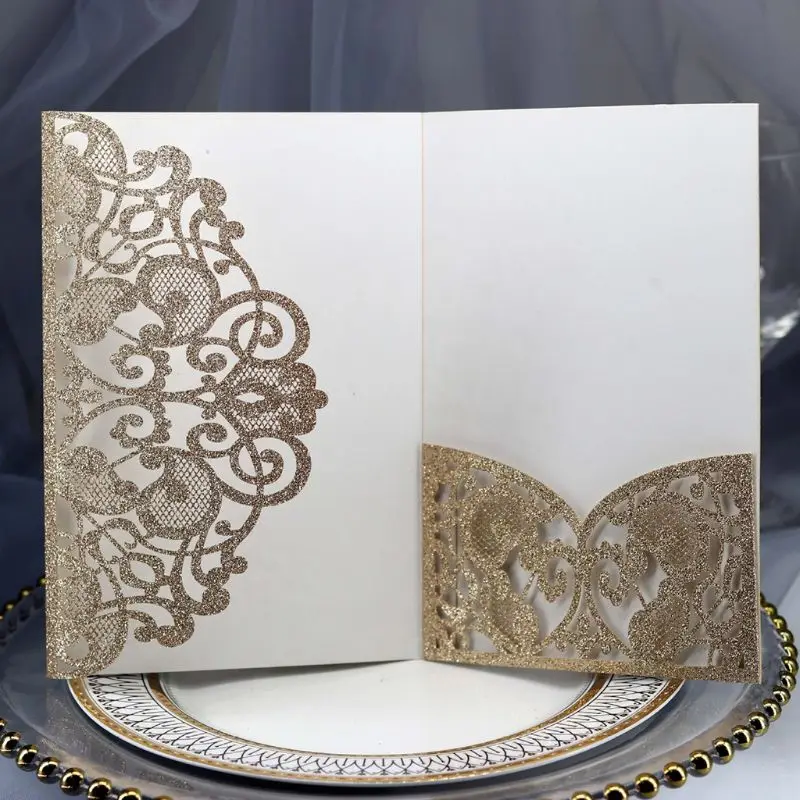  10pcs/pack Laser Cut Wedding Greeting Invitation Card Cover Personalized Hollow Business Engagement - 4000265555914