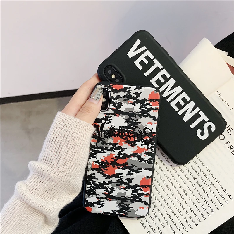 

Luxury Street Trend Kanye Camouflage Phone Case for iphone 8 7 6 6s plus X XR XS Max Vetements Soft Silicon Cover Coque Capa