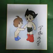 Ручная нарисованная Osamu Tezuka autographed Shikishi доска объявлений Mighty Atom rare 7904