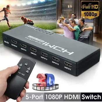 

5 Port 4K 3D Full HD 1080p HDMI Switch Switcher Selector Splitter Hub Adapter Remote HDMI Switch Splitter Selector Box Hub HDMI