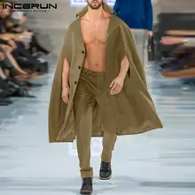 

INCERUN Tops 2021 Men Casual Overcoat Sleeveless Loose Comeforable Coats Vintage Solid All-match Outer Garment Coats Capes S-5XL