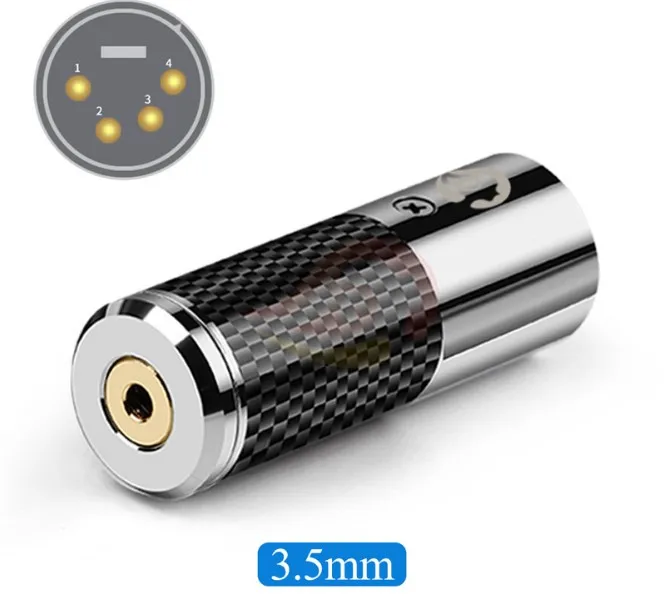 Fibra de Carbono Conector de Aço Macho para 2.5 Decodificar Pinos - 3.5 4.4mm Fêmea Equilíbrio Áudio Jack Converter Plug Adaptador Inoxidável Dac 4 Xlr - Image 4