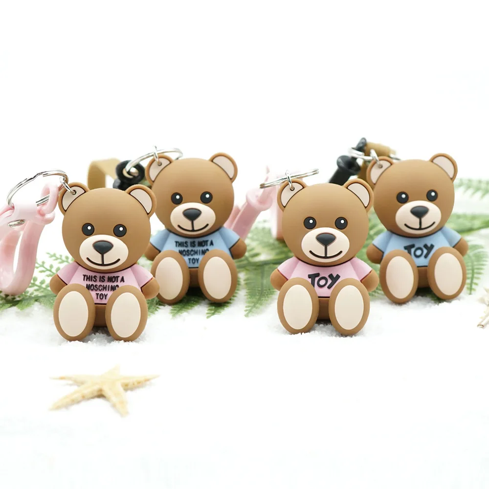 Cartoon Rubber String Bear Key Chain Pendant Creative Cute PVC Doll Animal Keychains Women Bag Car Ring Children's Gift Toys | Украшения