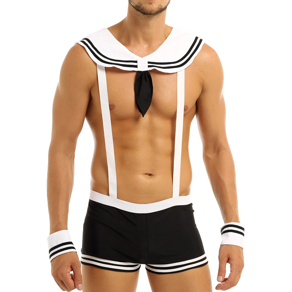 Uniformes de marinero para hombre, conjunto lencería Sexy con tirantes, calzoncillos tipo puños para el cuello, juego de rol para Halloween, trajes de la Marina| | - AliExpress