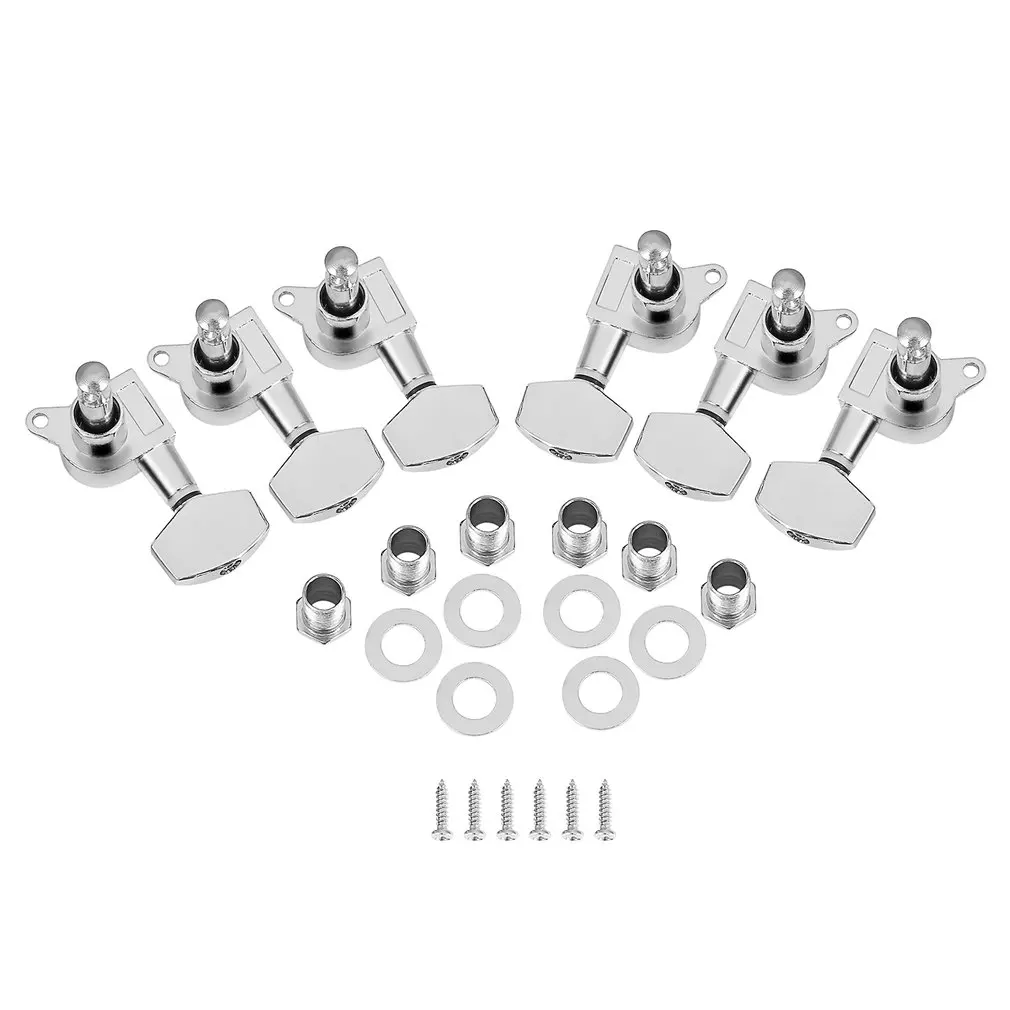 

6pcs New Chrome Inline Guitar String Tuning Pegs Tuners Machine Head Professional Durable Head For Acoustic Electric Guitar