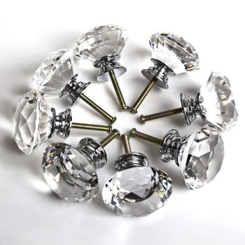 

8pcs Diamond Shape 40mm Handles Furniture Hardware Crystal KnobsGlass Pull Handle Door Knobs Drawer Cupboard Cabinet