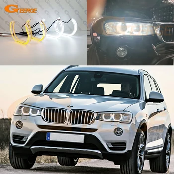 

For BMW X3 F25 2015 2016 2017 halogen headlight DTM Style LED Angel Eyes halo rings W/A switchback drl turn signal light