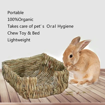 Natural Grass Hamster Bed Mat Rabbit Grass Mat Nest Cage Safe Chew Toy For Guinea Pig Rabbit Woven Bed Pets House Pet Supply 6