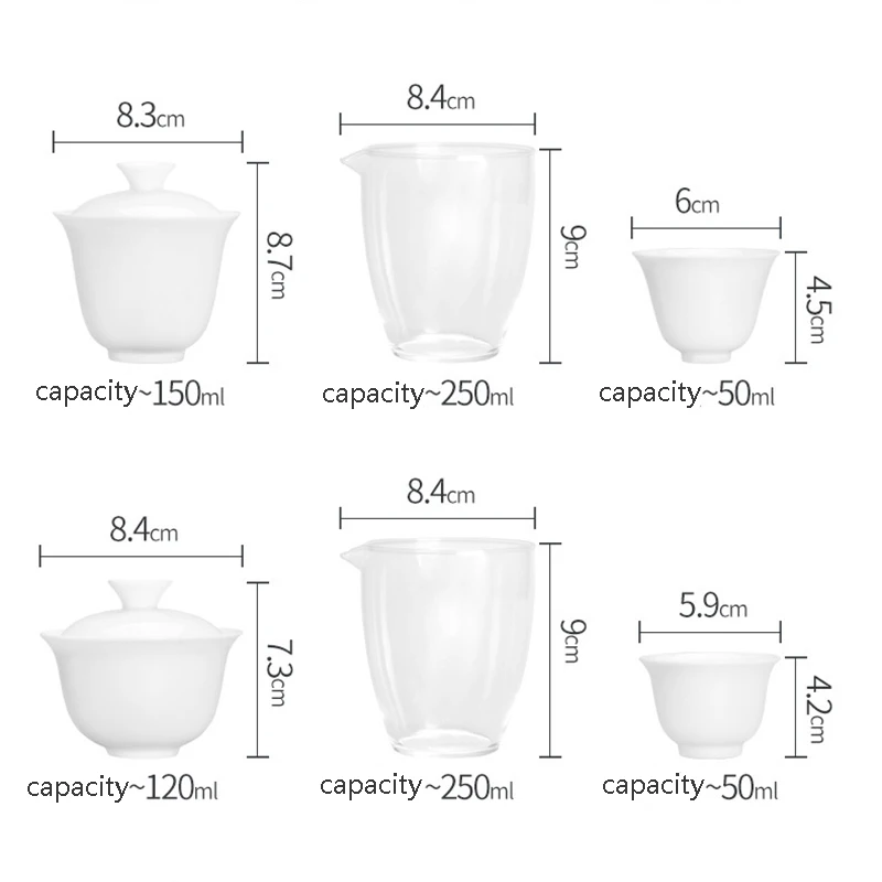 Белый керамический чайник gaiwan с 3 чашками 4 чашками gaiwan чайные наборы портативный чайный набор для Путешествия Посуда для напитков