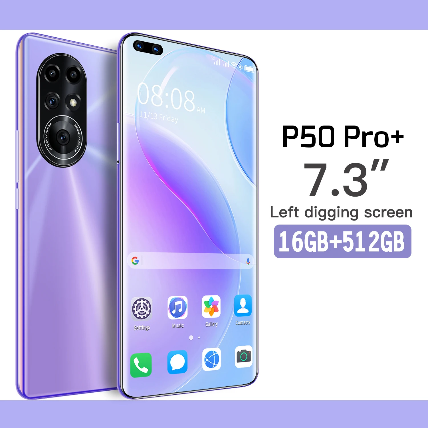 US $104.51 Global Version P50 Pro 73 Smartphone Android 11 16GB RAM 512GB ROM 6800mAh Deca Core CPU Mobile Phone 32MP Rear Cameras