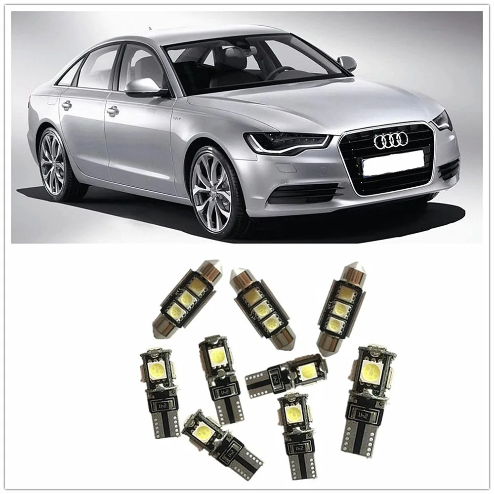 9 шт. Белый светодиодный интерьер посылка комплект для AUDI Q3 Q5 Q7 A1 A3 A4 A6 A8 Allroad (C5)
