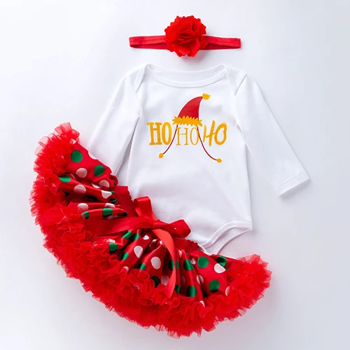 NJ1677-3PCS-2 Hylidge/4 шт./компл., рождественское платье для новорожденных, детское боди с надписью «My First christmas» для девочек, юбка, теплая повязка на голову, Комплект рождественских платьев для маленьких девочек, Детский - Цвет: NJ1677-3PCS-2