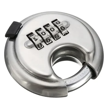 

Security Padlock Silver Steel Alloy 4 Digit Combination Master Round Shape Disc Lock for Locking Doors Windows Bags Trunk mini