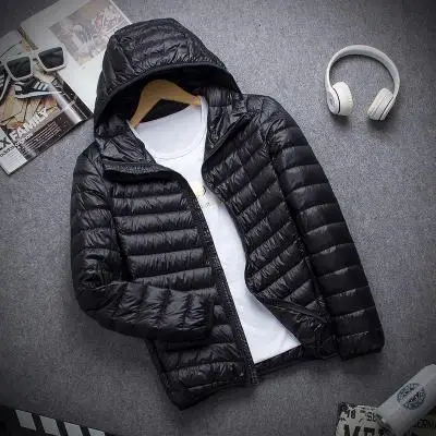 New Brand Autumn Winter Light Down Jacket Men\'s Fashion Hooded Short Large Ultra-thin Lightweight Youth Slim Coat Down Jackets