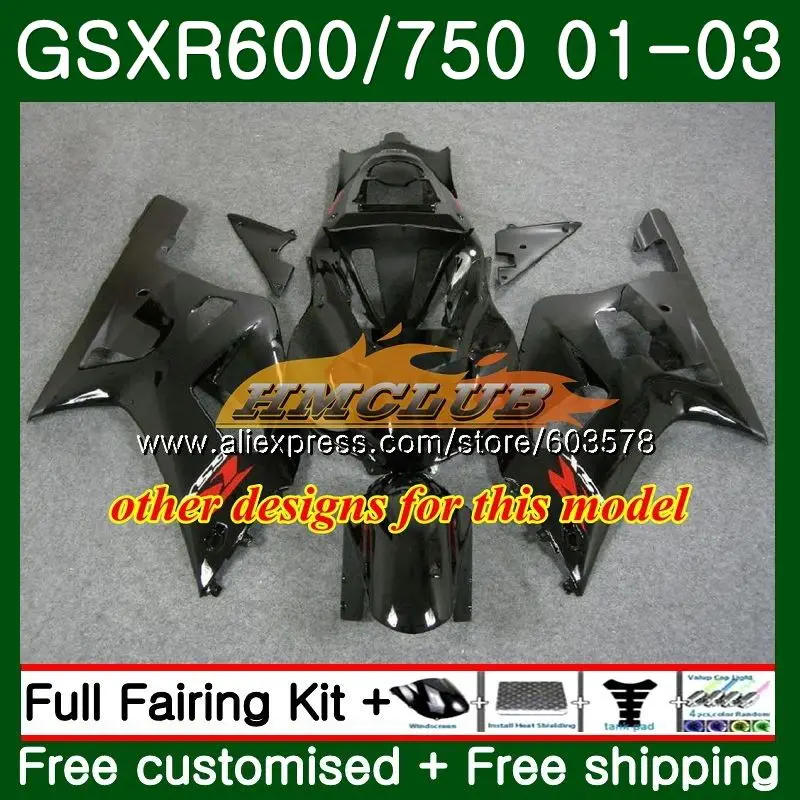 Корпус для SUZUKI GSX-R600 GSXR-600 K1 GSXR600 01 02 03 белый черный 4CL. 80 GSXR 600 750 GSXR-750 GSXR750 2001 2002 2003 обтекатель