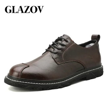 

GLAZOV Fashion High Quality Men Shoes Men Casual Shoes For Spring Autumn Male Footwear Working Shoes Genuine Leather Oxfords