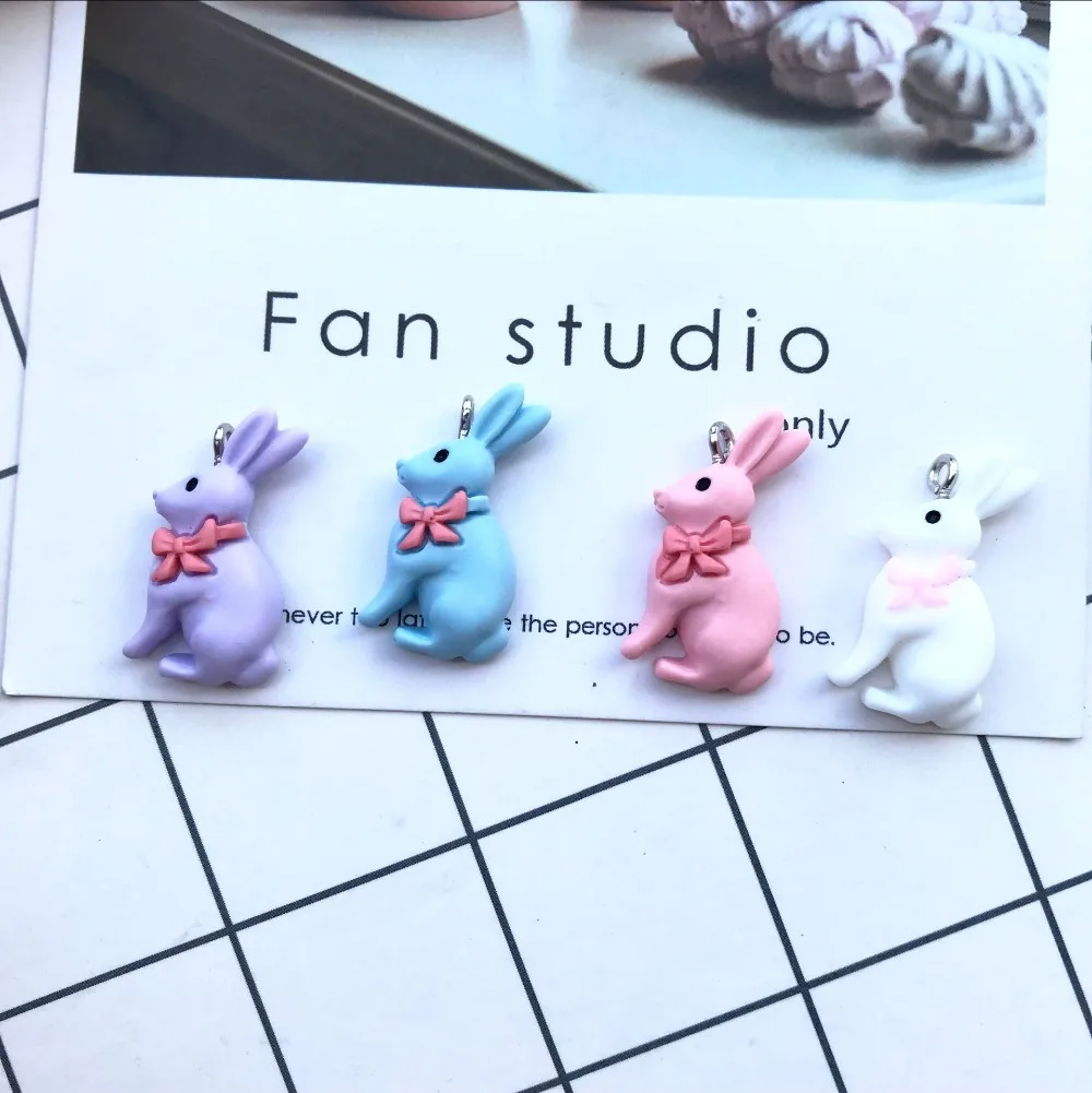 10 шт. kawaii прорезиненный плоский маленький Подвески Кролик diy Серьги Брелоки для ключей для DIY студенческие принадлежности украшения
