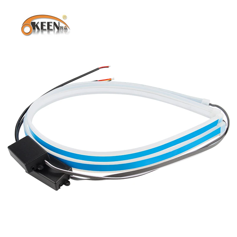 OKEEN Ultrafine DRL 24 В led DRL дневные ходовые огни грузовик с направляющими потоками поворотные Сигнальные огни для фар грузовика в сборе