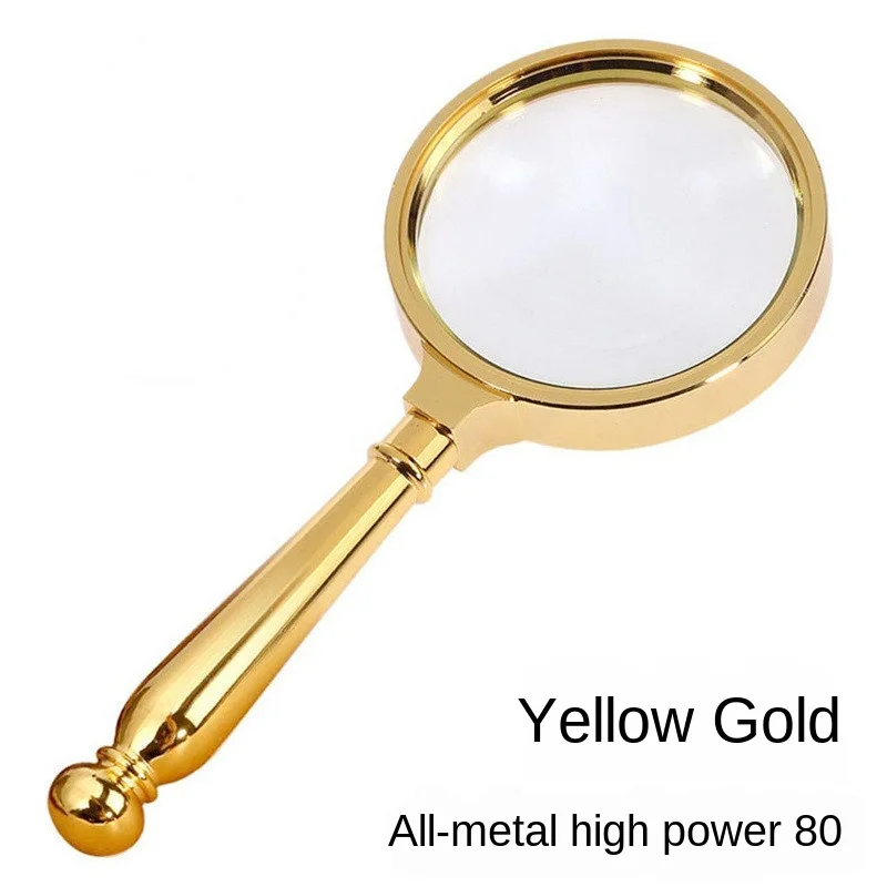

8cm Zinc Alloy Frame High-Power Optical Glass Lens Handheld 5x HD Magnifying Glass Bronze/Gold