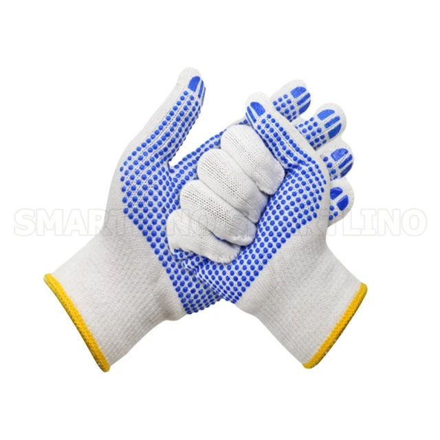 10 Pairs Hand Working Gloves Blue PVC Dot Grip Safety Protection