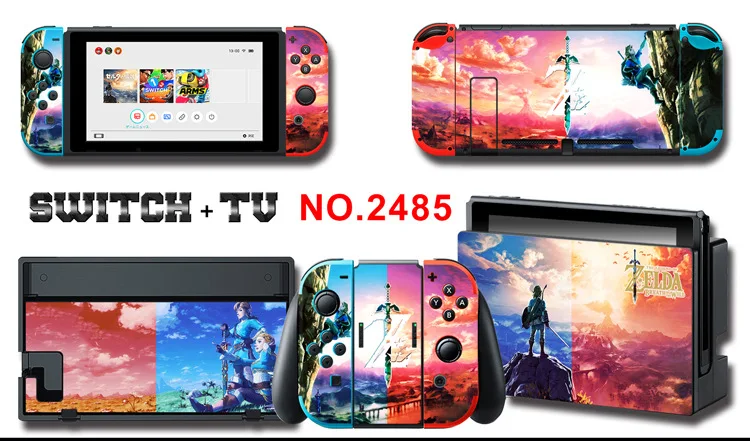 1set New Cute Anime Full Body Sticker for NS Switch Protective Cover Skin Colorful Art for Game Console Joy-Con Controller Decor