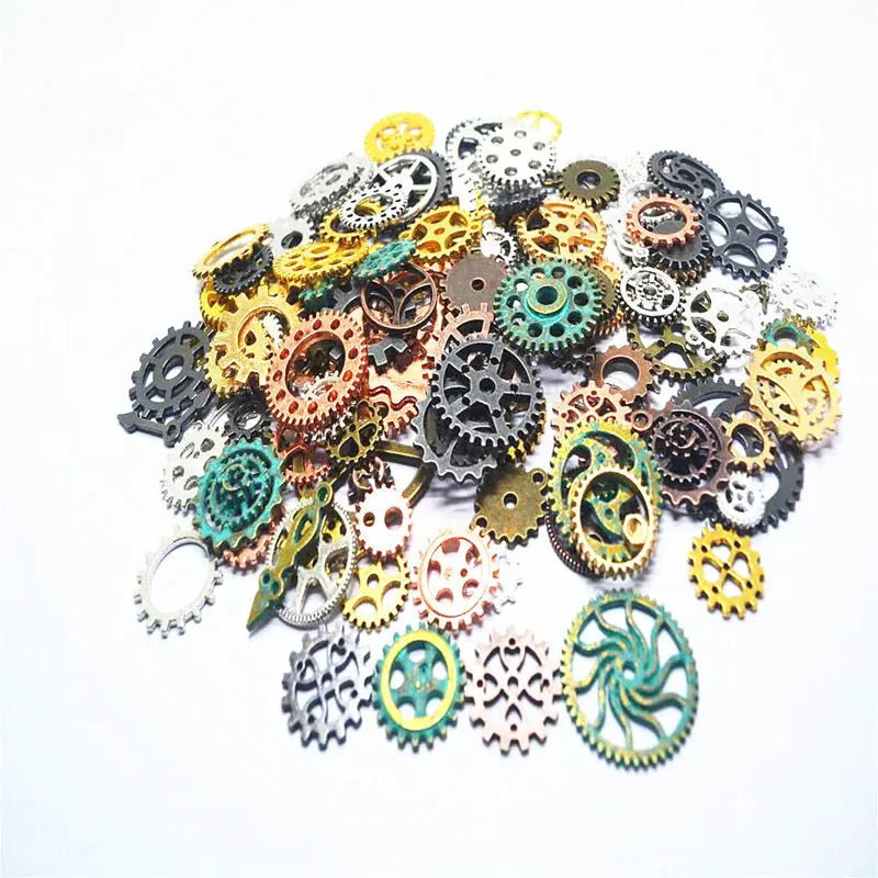 

100g/lot Vintage Mixed Steam Punk Gear DIY Accessories Jewelry Making Findings Alloy Metal Mechanical Cogs Gears ZJM9271