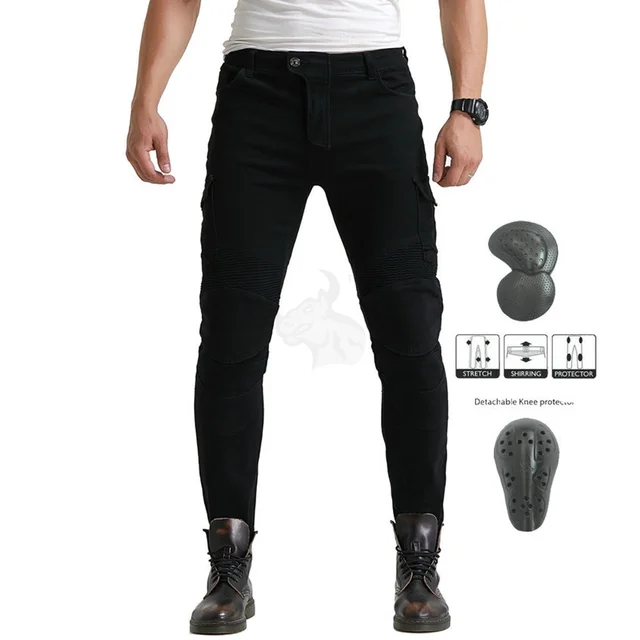 Motorcycle Pants Moto Protection Motocross Jeans Rodilleras Moto Jeans Men Motorcycle Motocross Pants Four Seasons Breathable JES-6-2 Black