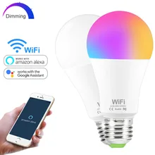 WiFi Smart E27 RGB Magic Lamp Light Bulb Wireless Dimmable Lamp AC85-265V Voice Control Compatible with Amazon Alexa Google