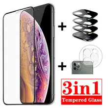 3 в 1 9D металлическое закаленное стекло для iPhone 11 Pro Max стекло защита для экрана камеры стекло для iPhone 11 Pro пленка для объектива